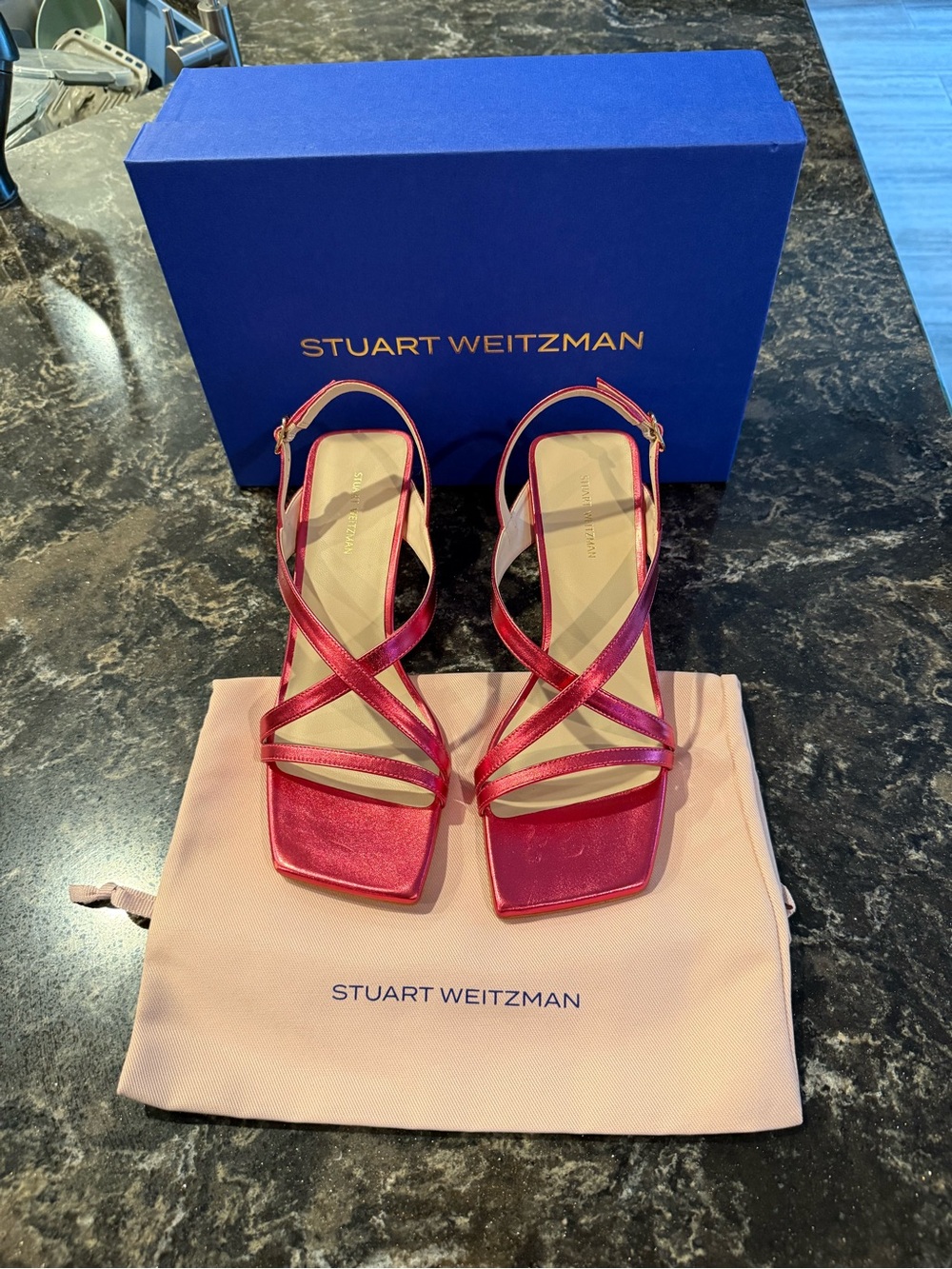 NWT Stuart Weitzman Oasis 50 Slingback Kitten Heel Size 8 Pink